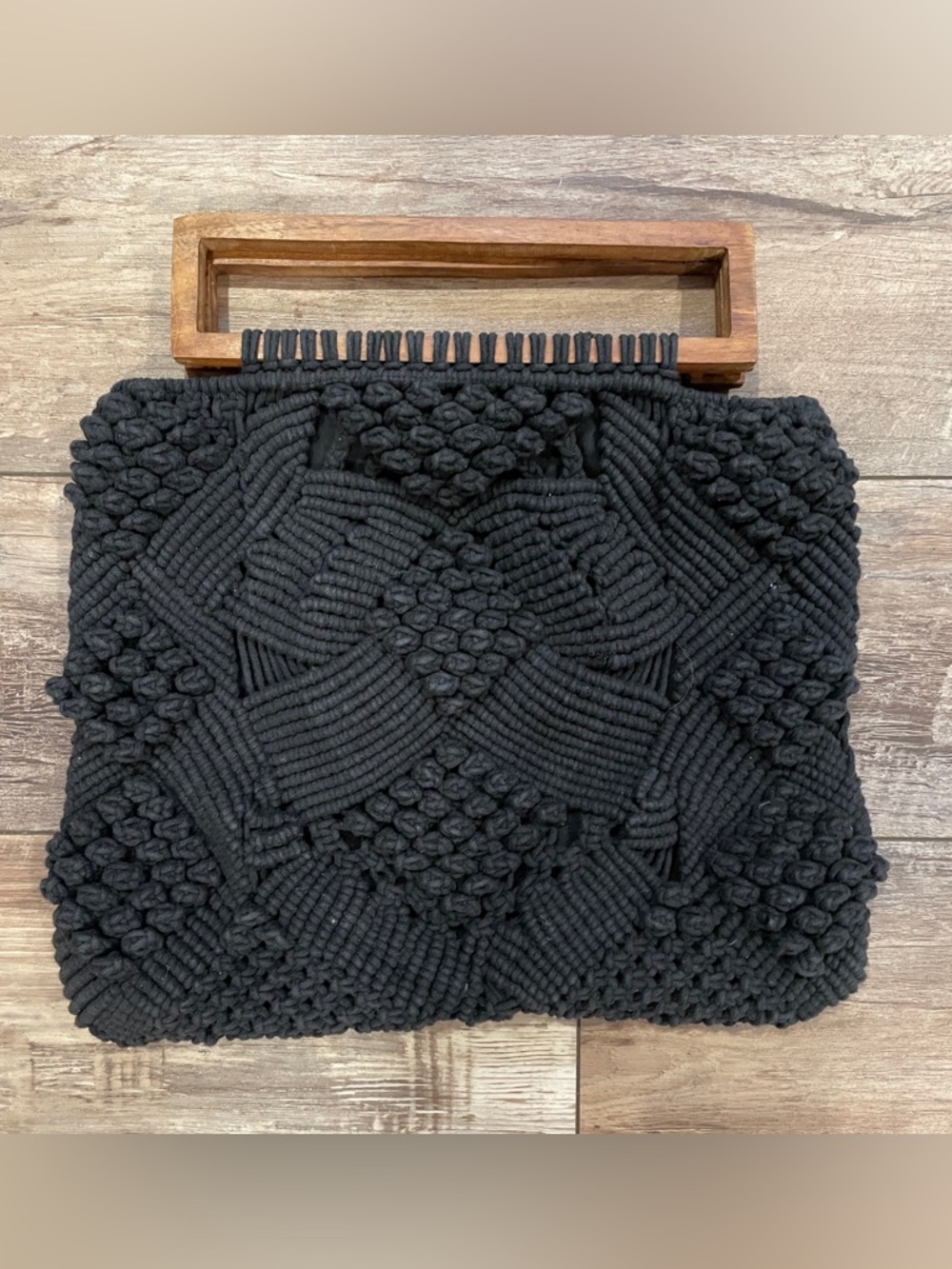 NWT Cleobella Macrame Bag w/ Wooden Handles